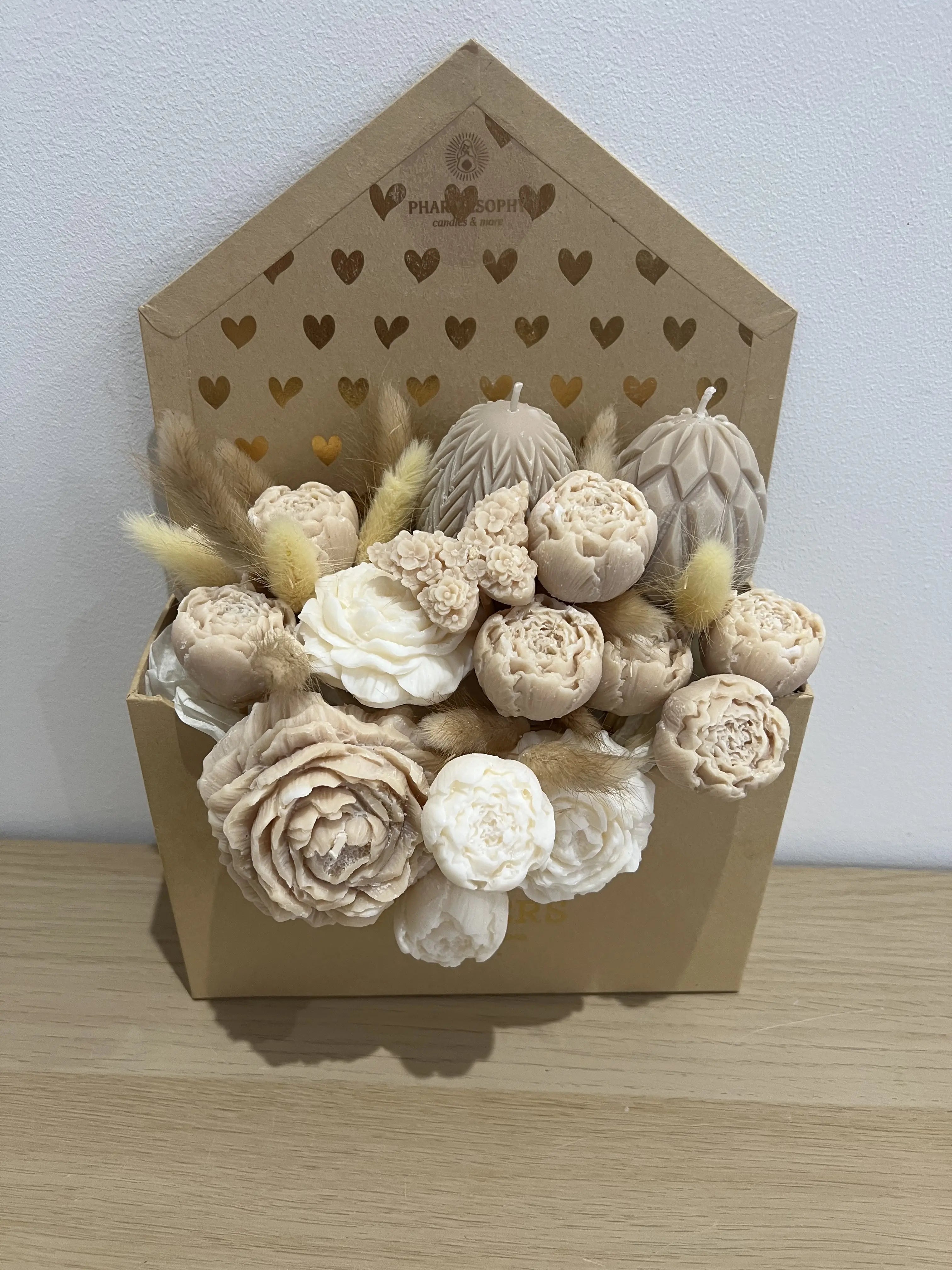 Candle flower box wielkanocna koperta beżowy