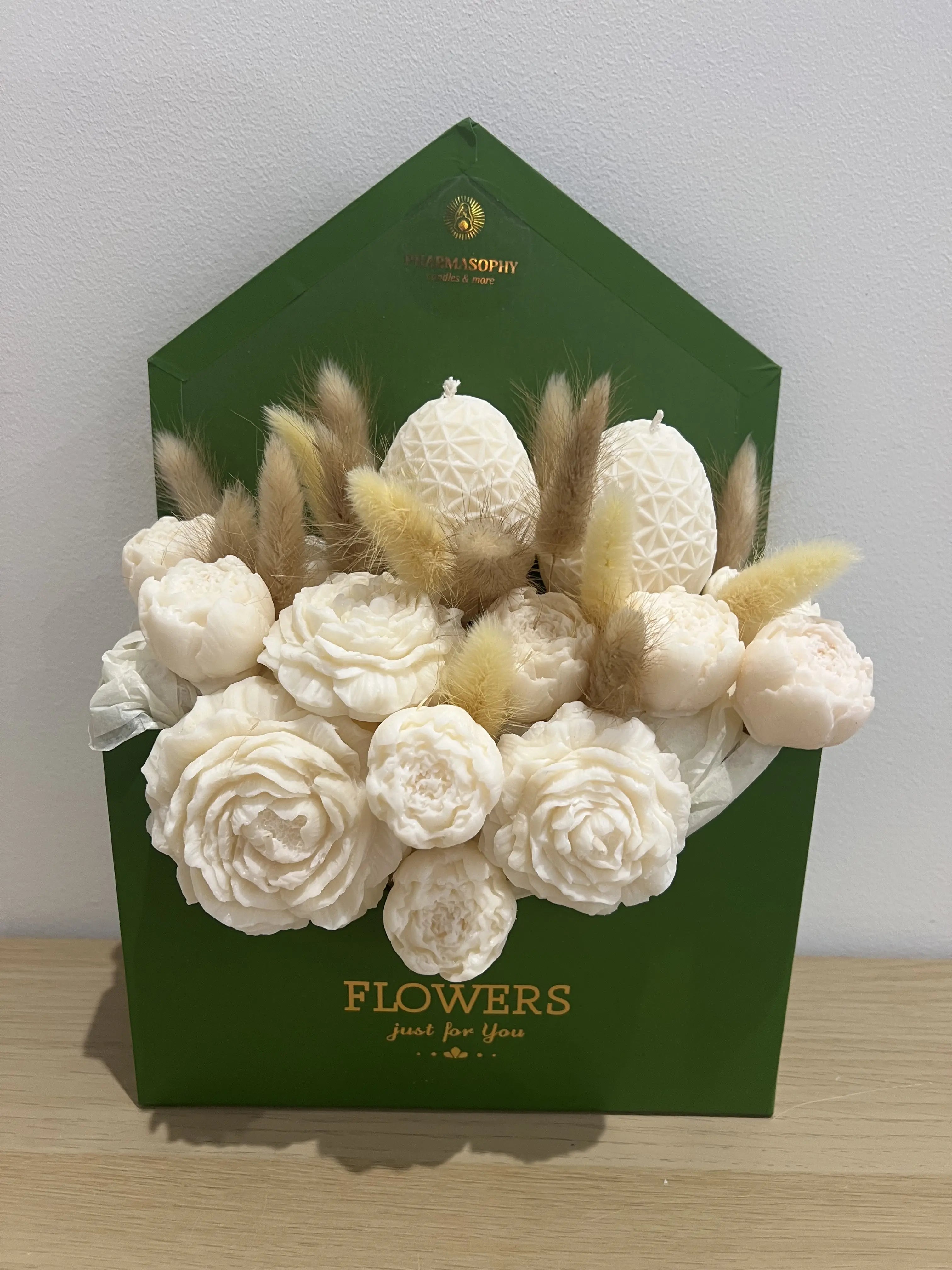 Candle flower box wielkanocna koperta zielony